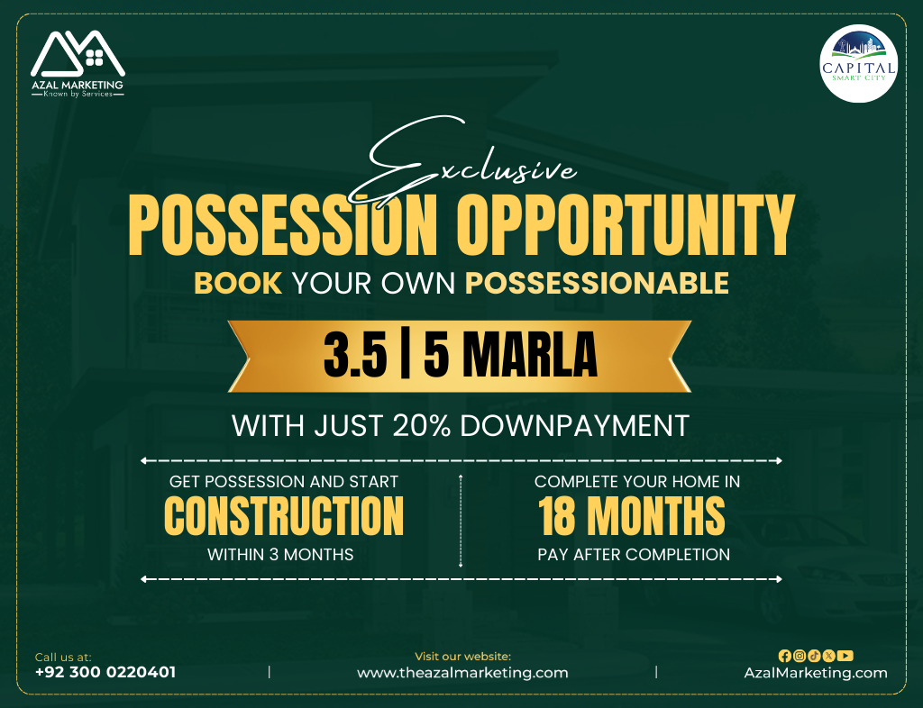 Capital Smart City Overseas Central Ready-to-Construct Plots<br />
