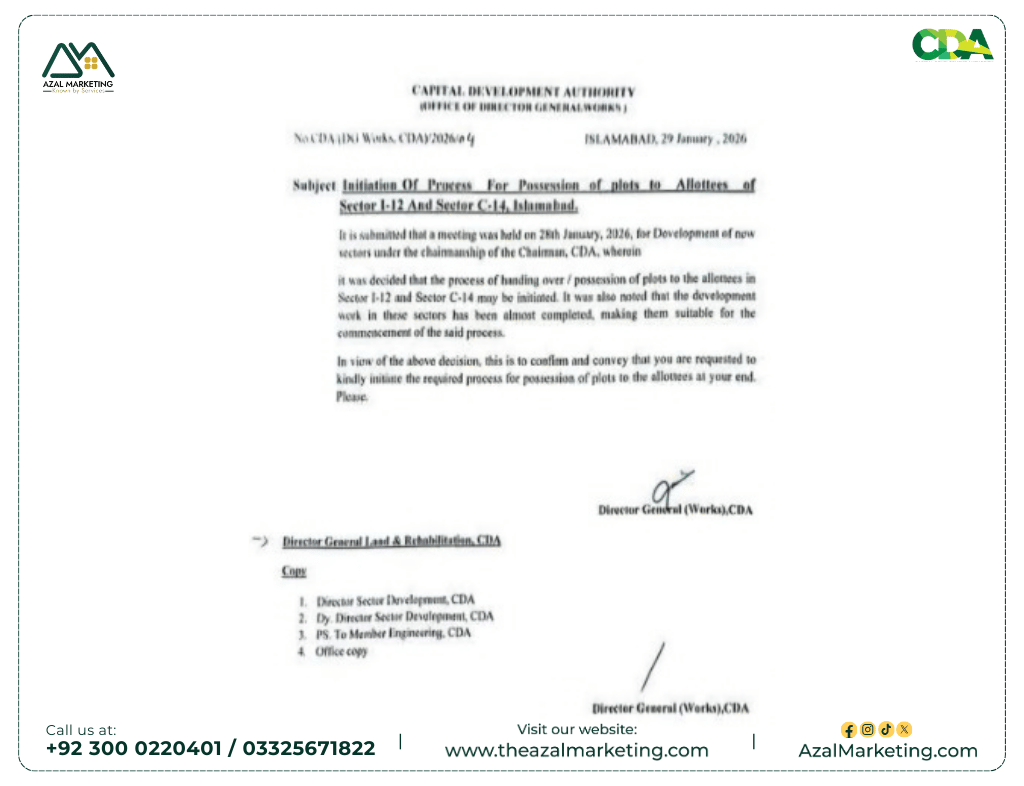 CDA Sector I-12 Islamabad latest news today